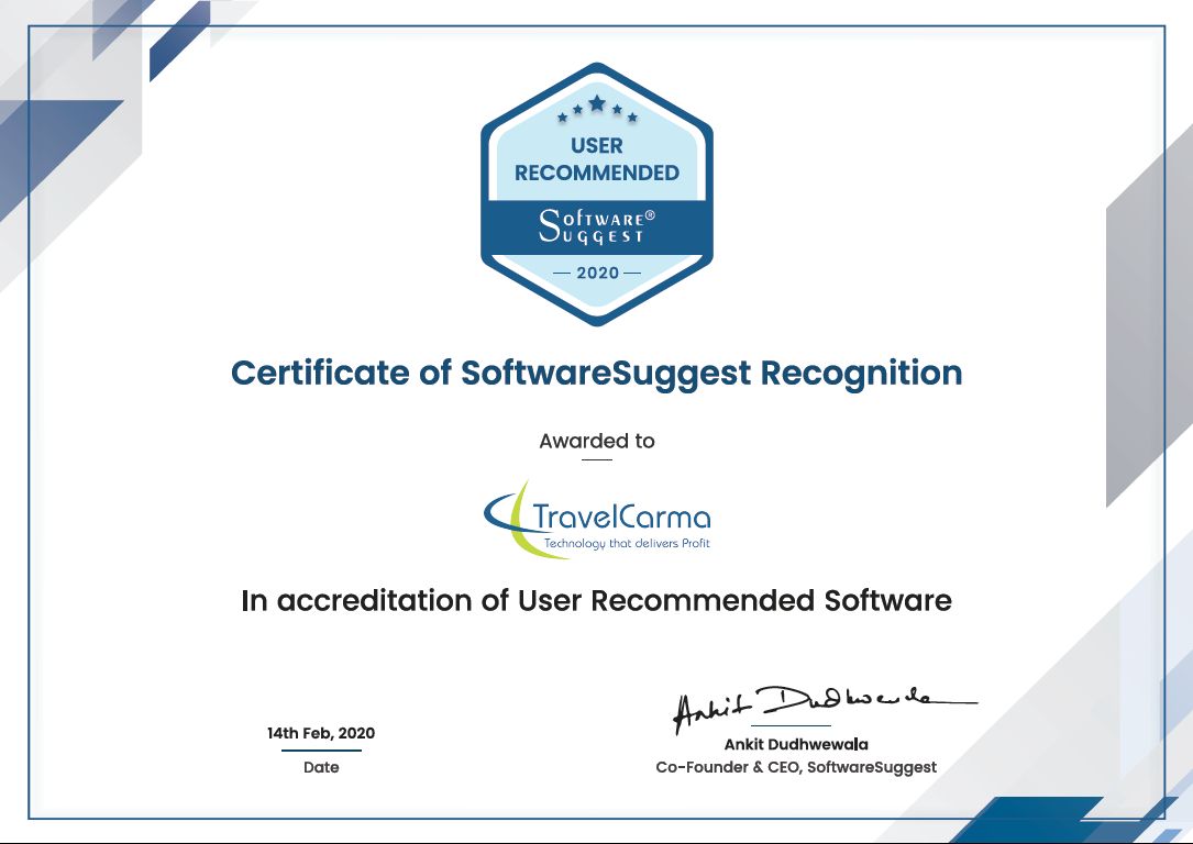 TravelCarma Award- Software Suggest - User Recommended Software