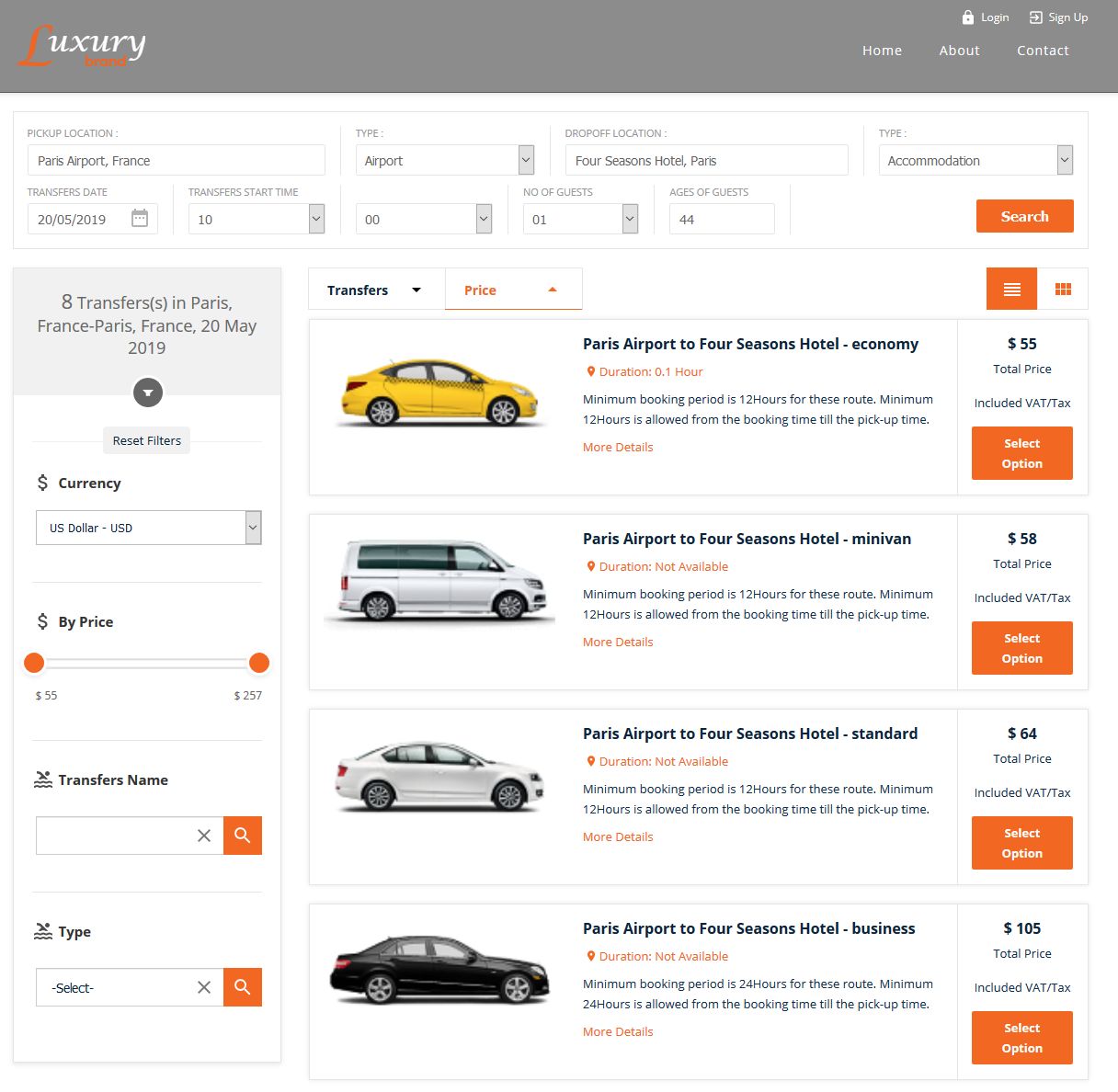 Transfers Booking Engine